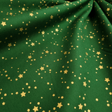 Coton de Noël - POINTS ÉTOILES SUR FOND VERT - coupe minimum ou multiples de 25 x 140 cm