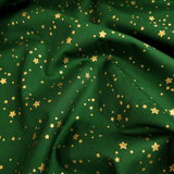 Coton de Noël - POINTS ÉTOILES SUR FOND VERT - coupe minimum ou multiples de 25 x 140 cm