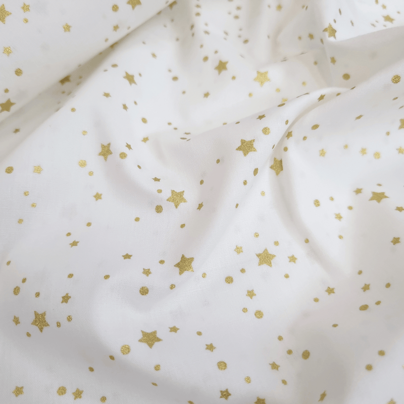 Coton de Noël - POINTS ÉTOILES SUR FOND VERT - coupe minimum ou multiples de 25 x 140 cm