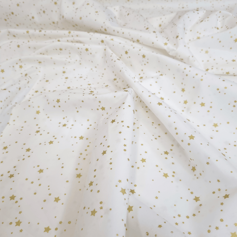 Coton de Noël - POINTS ÉTOILES SUR FOND VERT - coupe minimum ou multiples de 25 x 140 cm