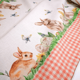 Tissu tombant H 160 cm - LAPIN ET PAPILLONS/CARRÉS ROUGES