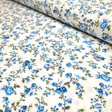 Satin de coton H 150 cm - PETITES FLEURS BLEUES