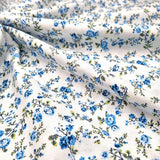 Satin de coton H 150 cm - PETITES FLEURS BLEUES