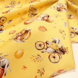 Tissu coton numérique H 150 cm - LAPIN MONTGOLFIÈRE/JAUNE