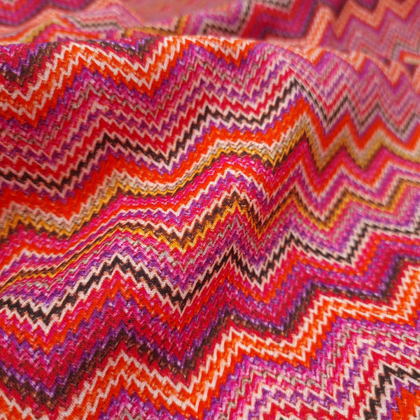 Tissu Coton Digital H 150 cm - ZIG ZAG ROUGE