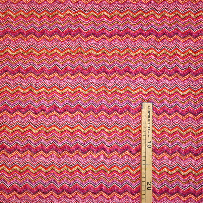 Tissu Coton Digital H 150 cm - ZIG ZAG ROUGE