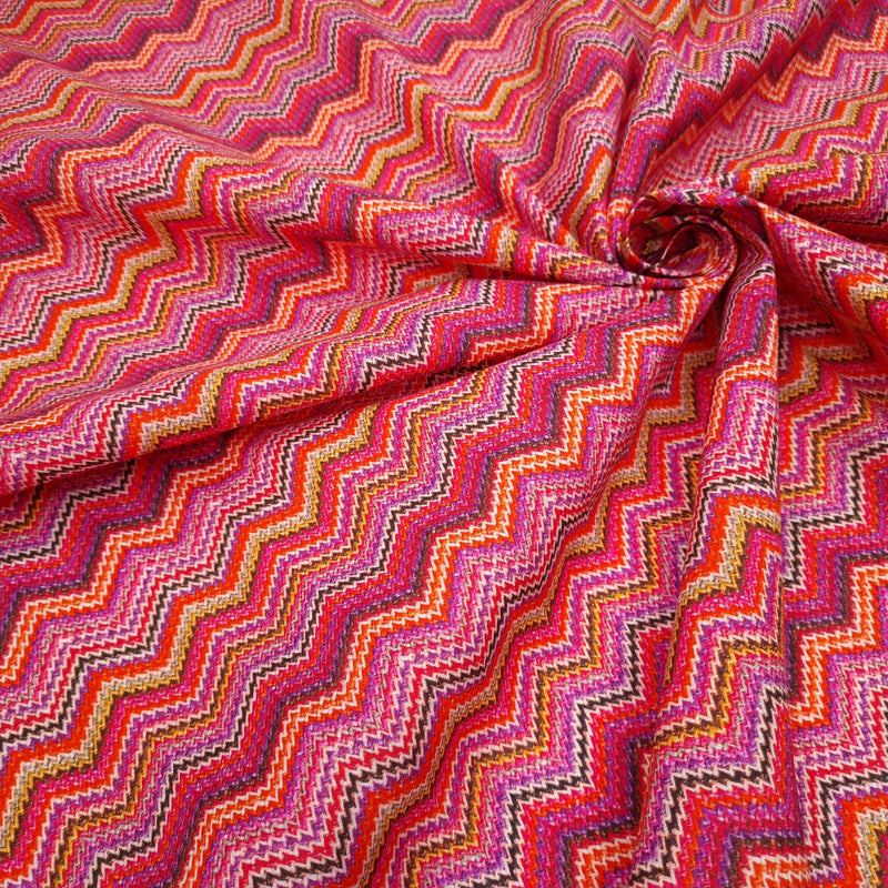 Tessuto Cotone Digital H 150 cm - ZIG ZAG ROSSO