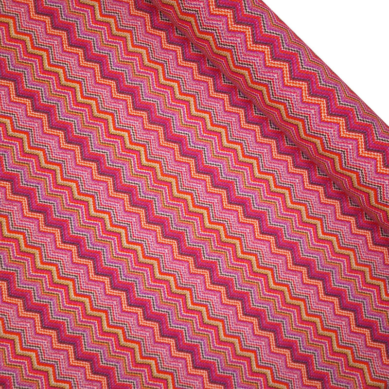 Tissu Coton Digital H 150 cm - ZIG ZAG ROUGE