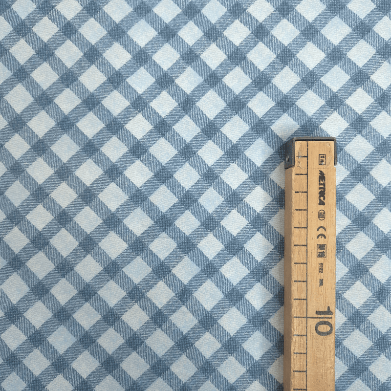 Cotone Americano H 110 cm - QUADRETTI AZZURRO POLVERE