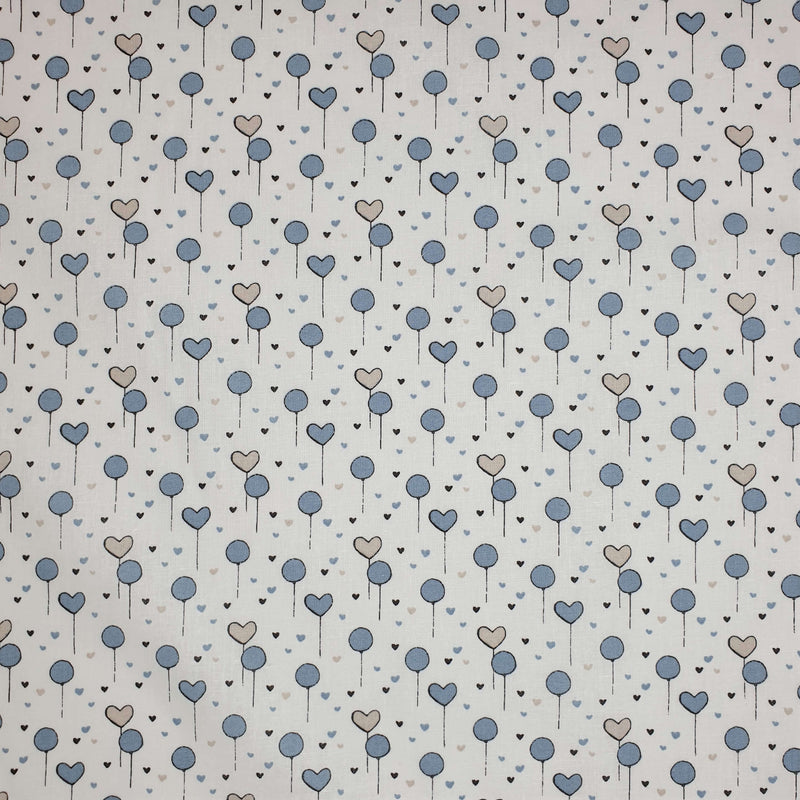 Tissu coton H 140 cm - PAPIER SUCRE ET BALLONS TAUPE