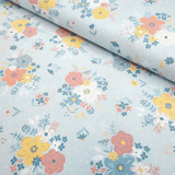 Cotone Americano H 110 cm - BOUQUET DI FIORI/AZZURRO PASTELLO