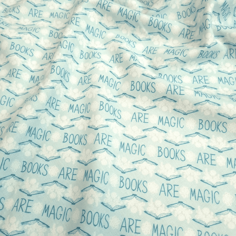 Cotone Americano H 110 cm - BOOKS ARE MAGIC/ACQUAMARINA