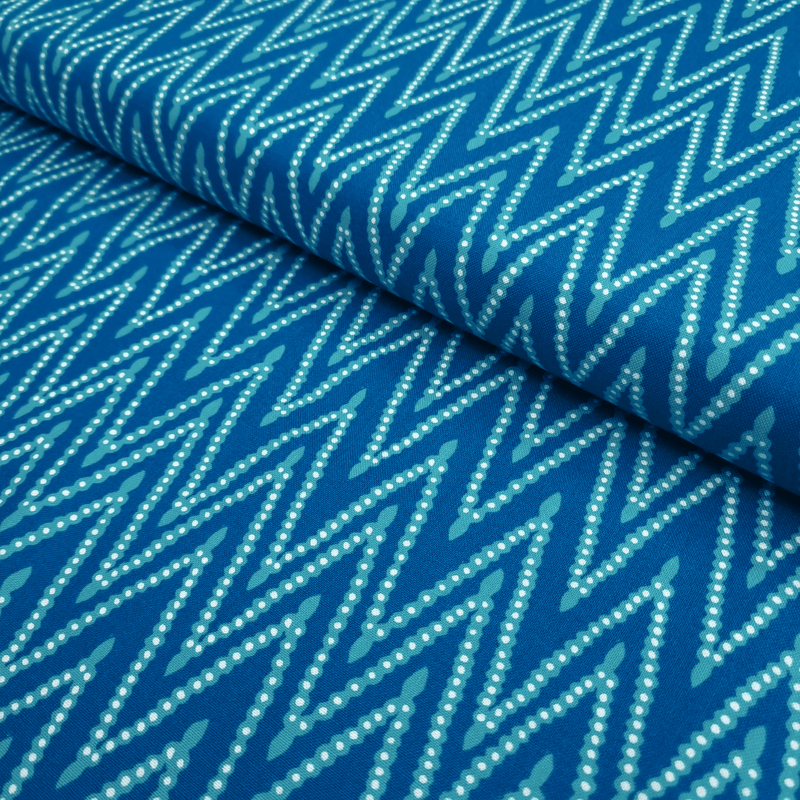 Cotone Americano H 110 cm - ZIG ZAG CON PERLINE/AZZURRO