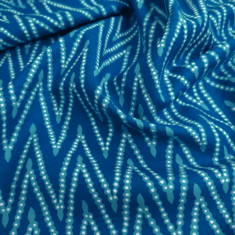 Cotone Americano H 110 cm - ZIG ZAG CON PERLINE/AZZURRO