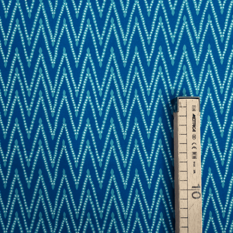 Cotone Americano H 110 cm - ZIG ZAG CON PERLINE/AZZURRO