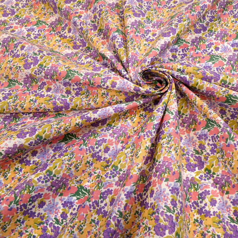 Tissu Coton Digital H 140 cm - FLEURS VIOLES