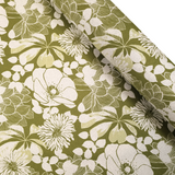 Misto Cotone Fondo Grezzo H 140 cm - FIORI/VERDE OLIVA