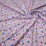 Jersey di Cotone H 140 cm - FIORI MULTICOLOR FONDO ROSA