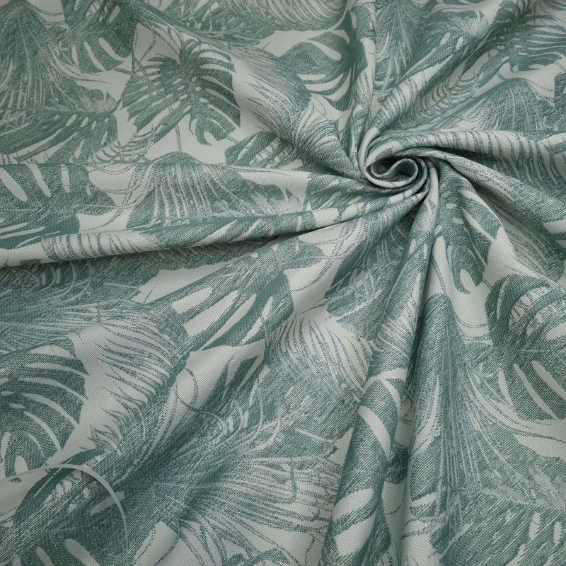 Tissu d'ameublement Jacquard H 280 cm - FEUILLES VERT SAUGE