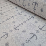 Tessuto Arredo Jacquard H 140 cm - ANCORE E TIMONI/GRIGIO