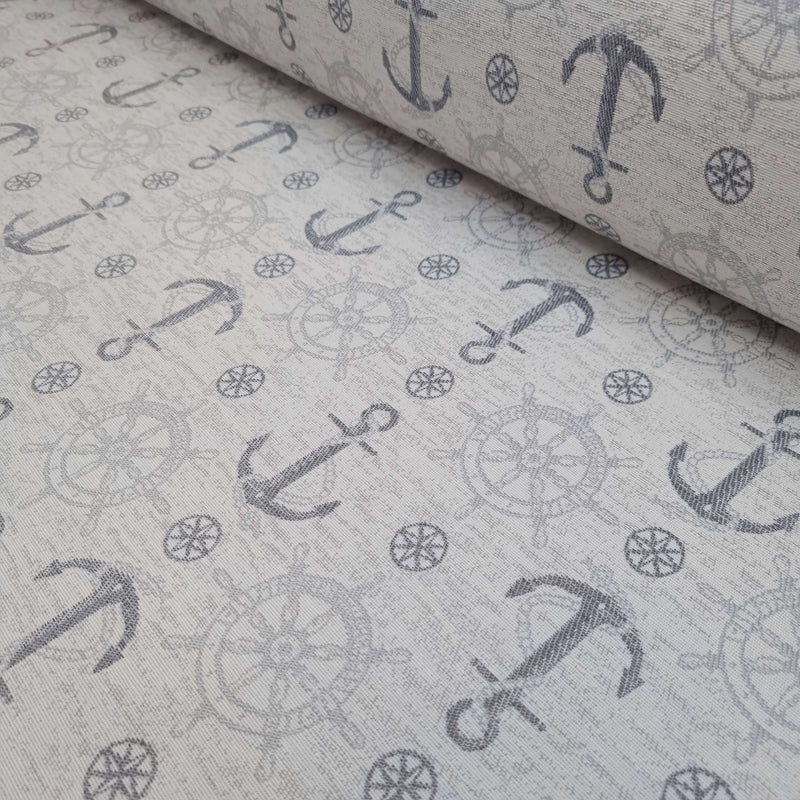 Tessuto Arredo Jacquard H 140 cm - ANCORE E TIMONI/GRIGIO