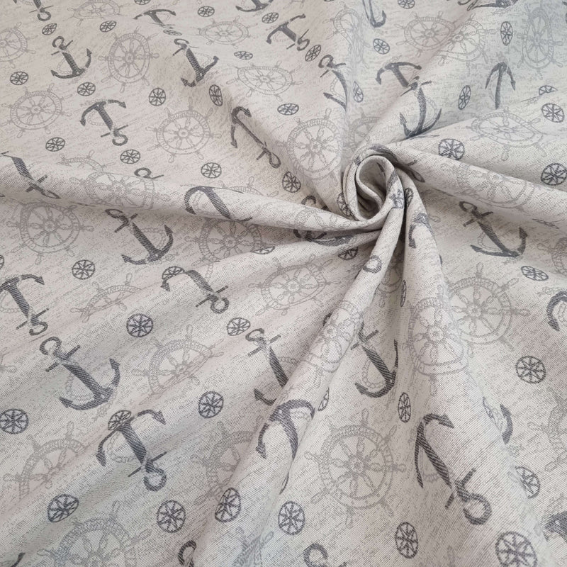 Tessuto Arredo Jacquard H 140 cm - ANCORE E TIMONI/GRIGIO