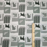 Tissu d'ameublement Jacquard H 140 cm - CHATS VERTS