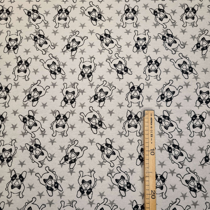 Jacquard-Möbelstoff H 140 cm – BULLDOGGE UND STERNE