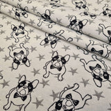 Tissu d'ameublement jacquard H 140 cm - BULLDOG AND STARS