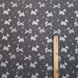 Tissu d'ameublement Jacquard H 140 cm - CHIENS/GRIS FONCÉ