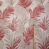 Tissu d'ameublement Jacquard H 140 cm - FEUILLES ROUGES