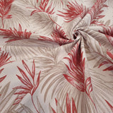 Tissu d'ameublement Jacquard H 140 cm - FEUILLES ROUGES