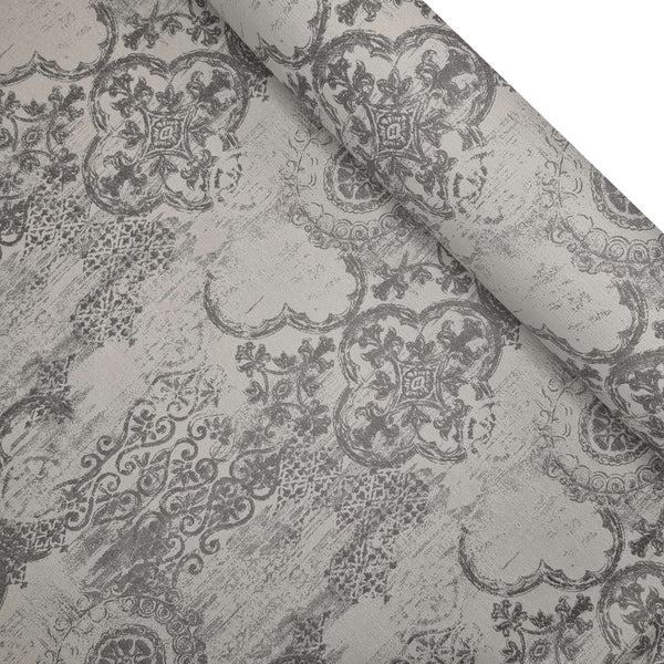 Tissu d'ameublement Jacquard H 140 cm - DAMAS GRIS