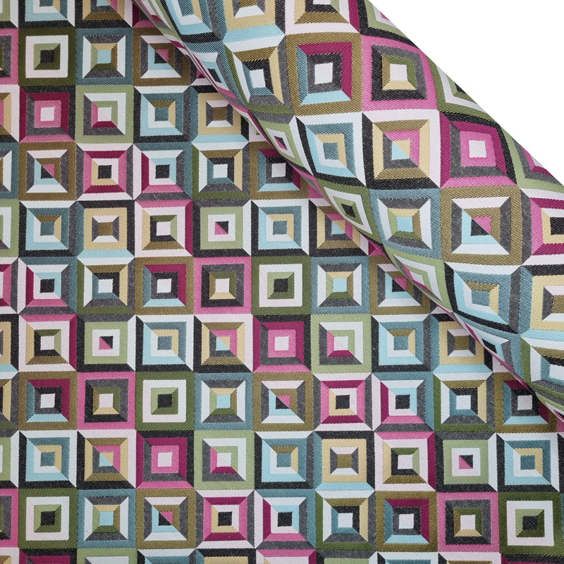 Jacquard-Möbelstoff, H 140 cm – FUCHSIA GEOMETRIC RHOMBUS