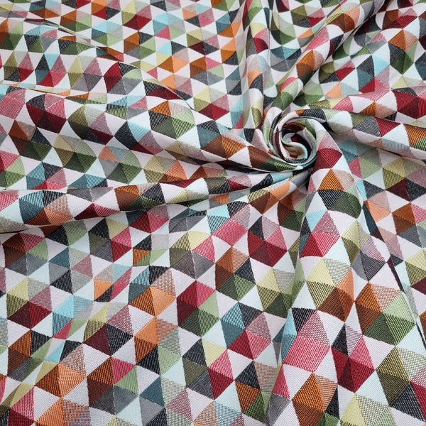 Tissu d'ameublement Jacquard H 140 cm - HEXAGONE GÉOMÉTRIQUE MULTICOLORE