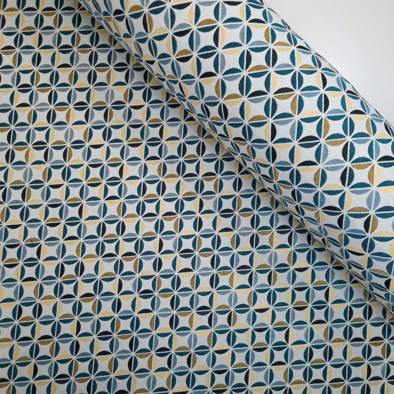 Jacquard-Möbelstoff H 140 cm – OPTISCHES OCTANIO/GELB