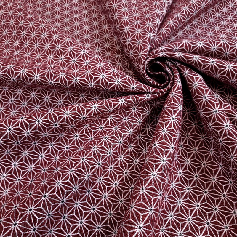 Jacquard-Möbelstoff H 140 cm - HEXAGON STAR BORDEAUX