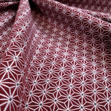 Tissu d'ameublement Jacquard H 140 cm - HEXAGON ÉTOILES BORDEAUX