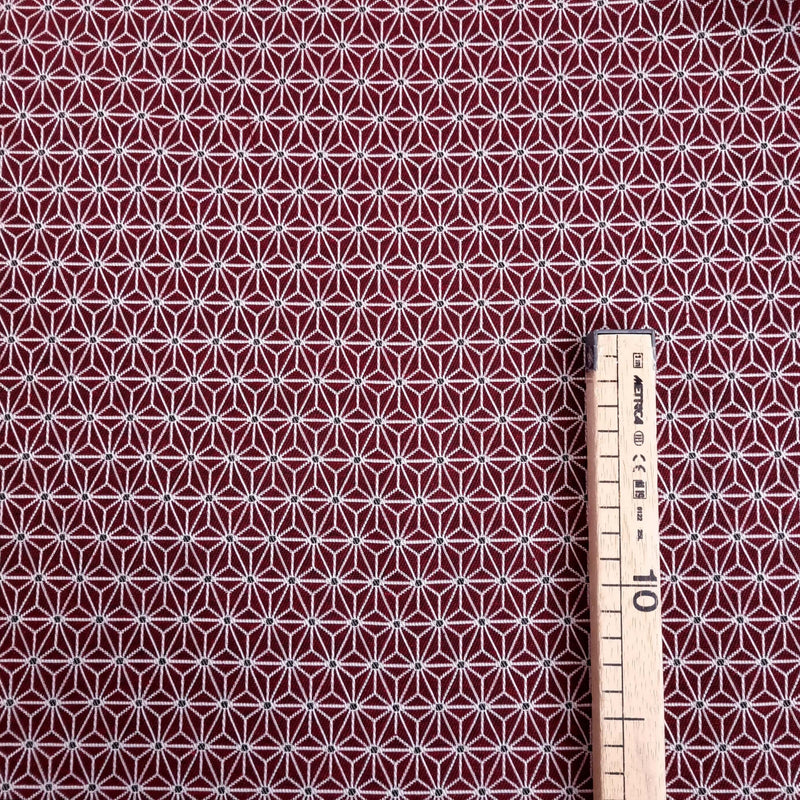 Tissu d'ameublement Jacquard H 140 cm - HEXAGON ÉTOILES BORDEAUX