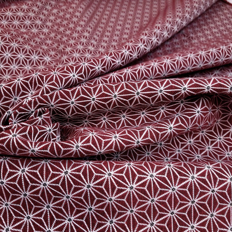 Tissu d'ameublement Jacquard H 140 cm - HEXAGON ÉTOILES BORDEAUX