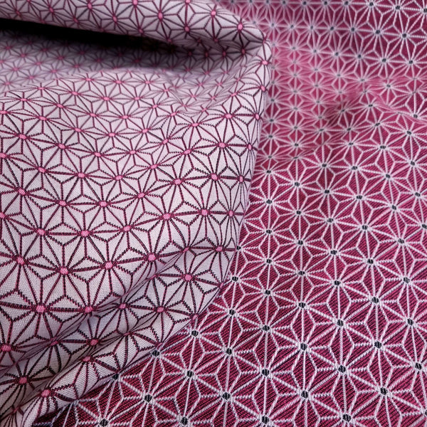 Tissu d'ameublement Jacquard H 140 cm - FUCHSIA HEXAGON STAR