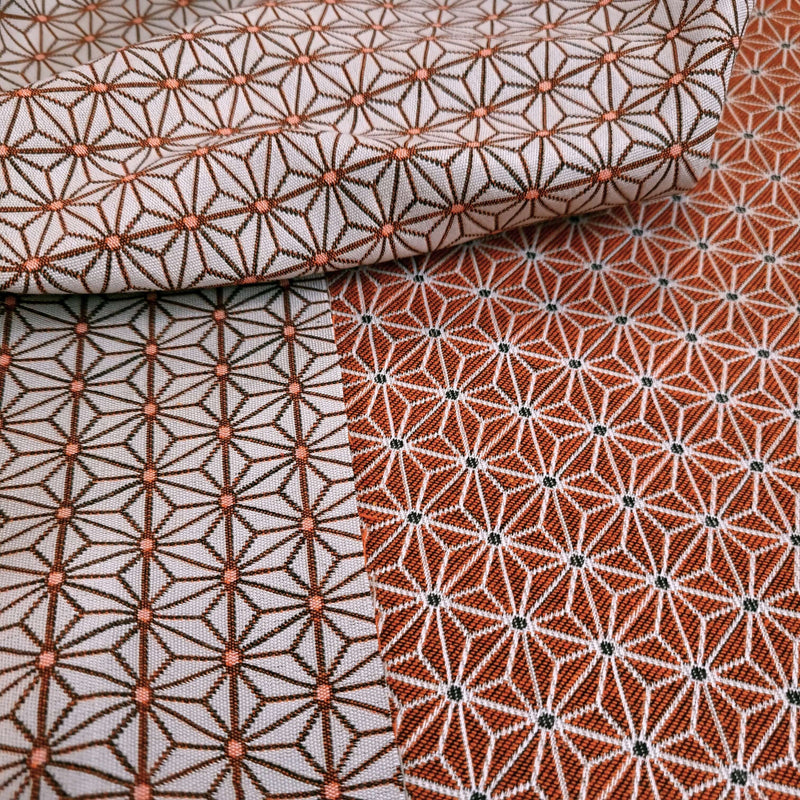 Tessuto Arredo Jacquard H 140 cm - STELLA ESAGONALE ARANCIO