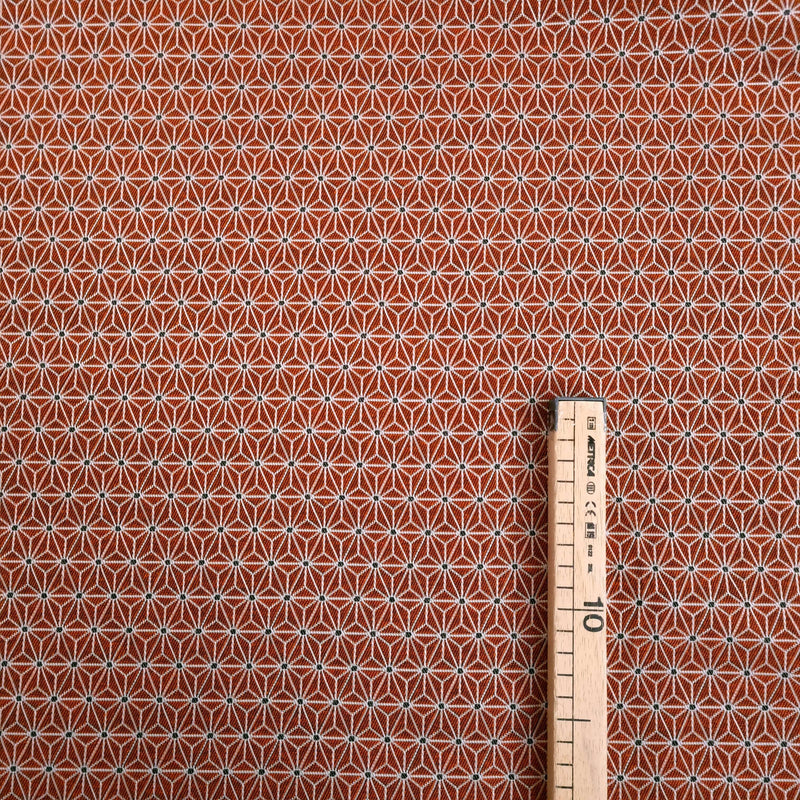 Tissu d'ameublement Jacquard H 140 cm - ÉTOILE HEXAGONE ORANGE