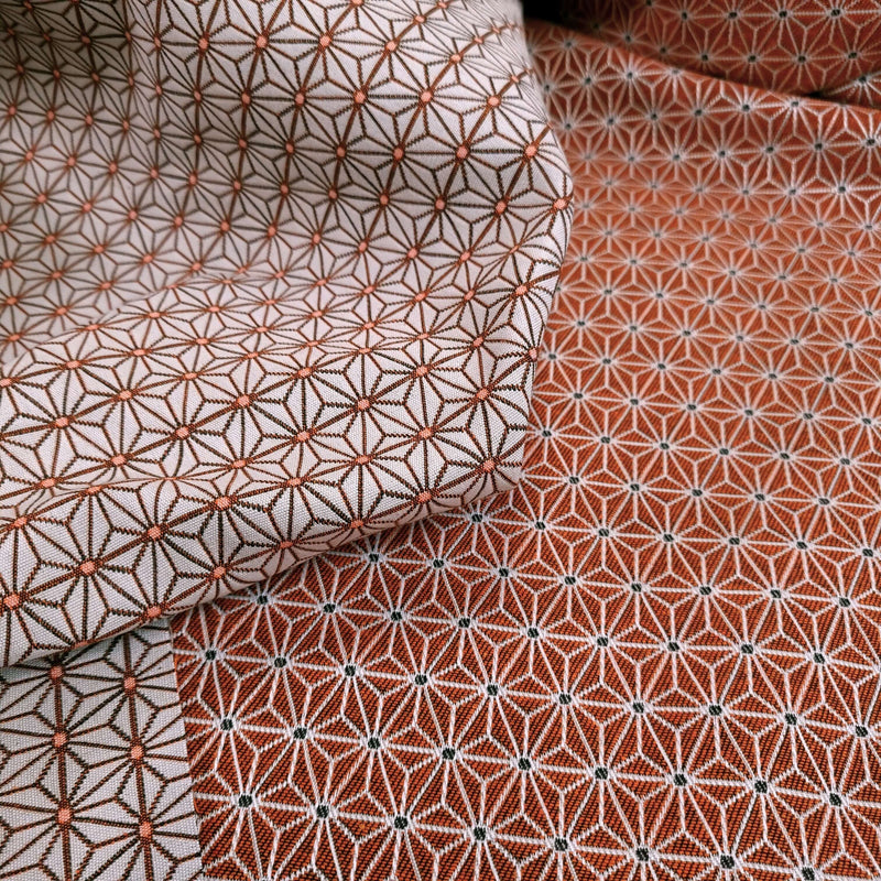 Tessuto Arredo Jacquard H 140 cm - STELLA ESAGONALE ARANCIO