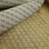 Tissu d'ameublement Jacquard H 140 cm - ÉTOILE HEXAGONE JAUNE