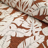 Tissu d'ameublement Jacquard H 140 cm - FEUILLES FOND ROUILLE