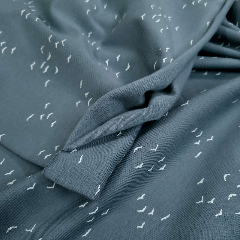 Jersey coton H 150 cm - MOUETTES/PAPIER SUCRE NOIR