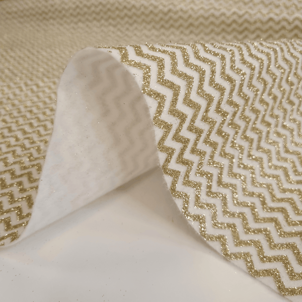 Pannolenci H 155 cm - LATTE ZIG ZAG GLITTER ORO