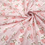 Tissu coton H 150 cm - CHOUETTES/ROSE