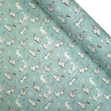 Tissu coton H 150 cm - LAPIN/BLEU CLAIR